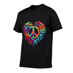 Heart Peace Sign Colorful Hippie  Easy-care T-Shirt
