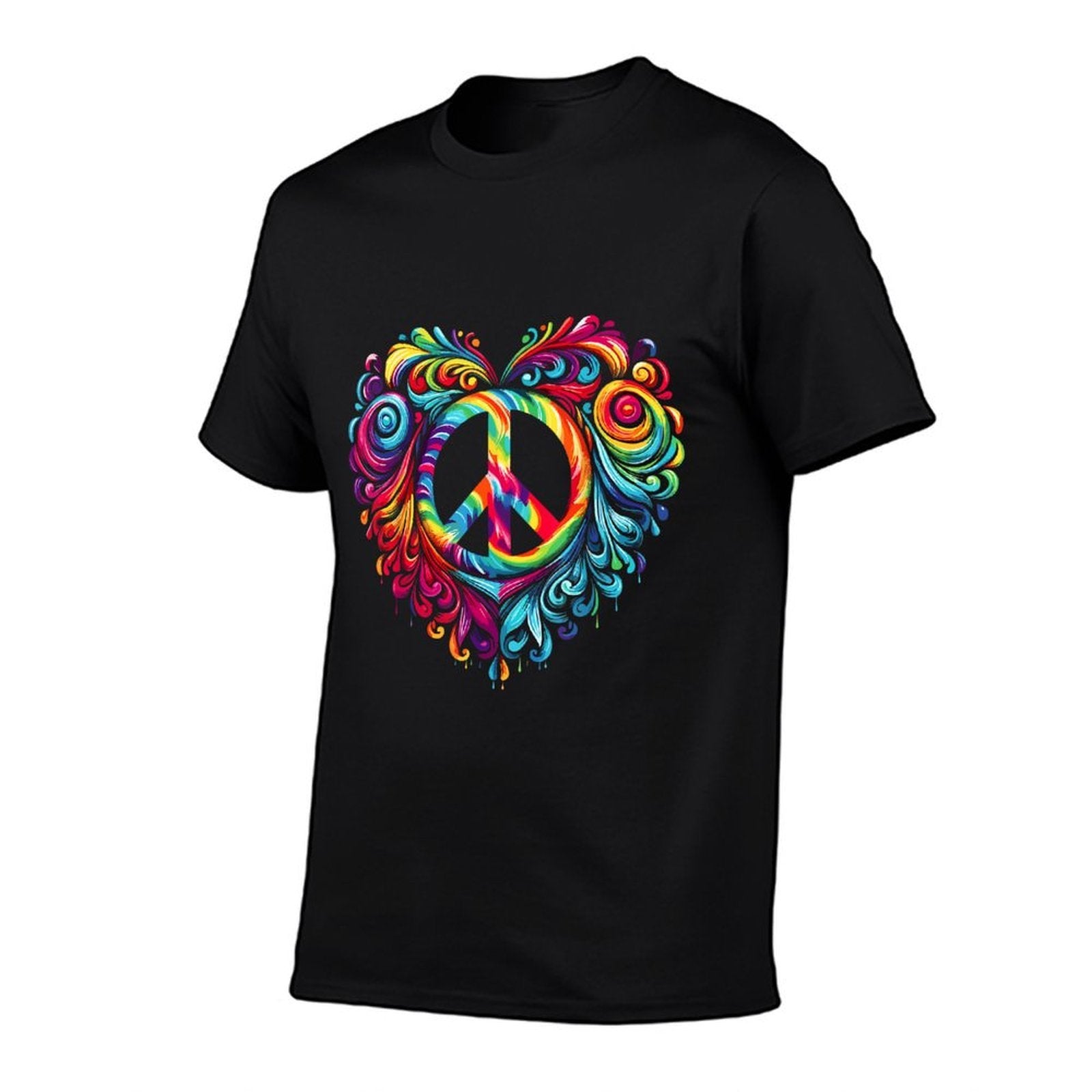 Heart Peace Sign Colorful Hippie  Easy-care T-Shirt