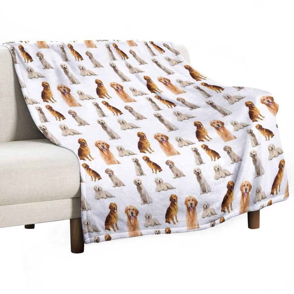Golden Retrievers Seamless Pattern Anti-pilling Throw Blanket