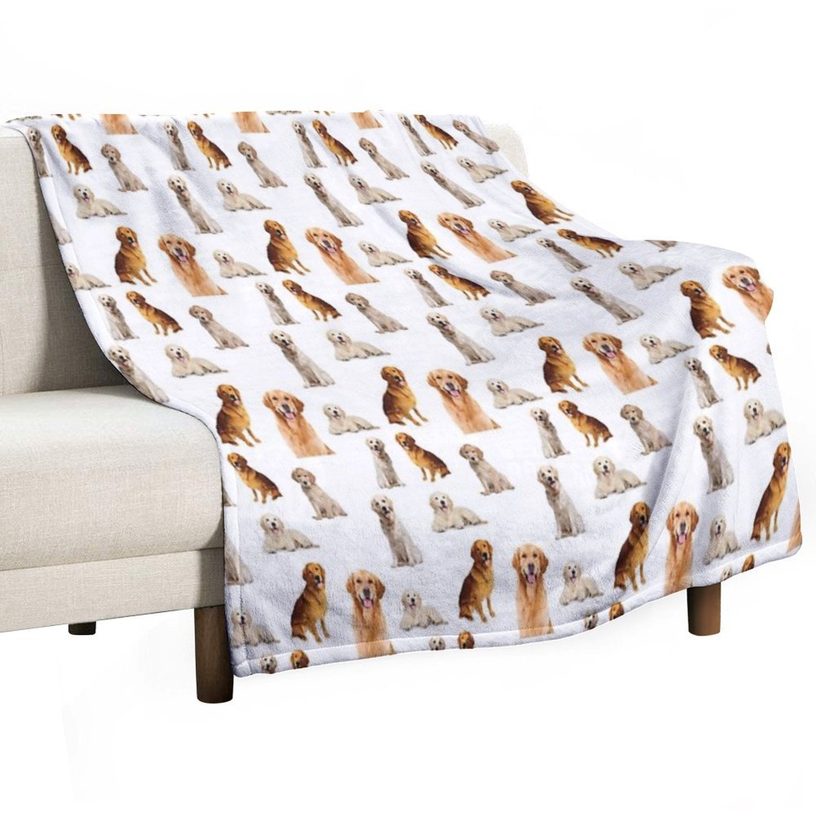 Golden Retrievers Seamless Pattern Anti-pilling Throw Blanket