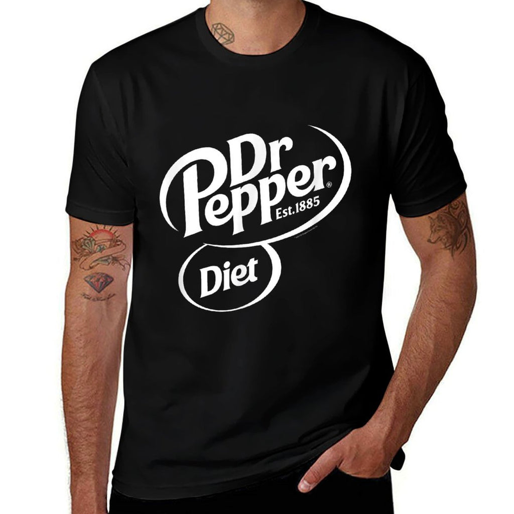 Dr. Pepper Classic Diet Soda Pop Center Logo  Ribbed Collar T-Shirt