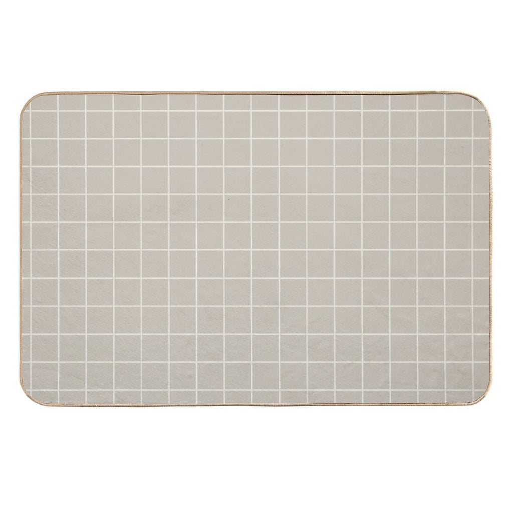 Beige Cream Tile Grid Pattern Pairs 2023 Color of The Year Blank Canvas D_C-003  Rapid-Drying Bath Mat