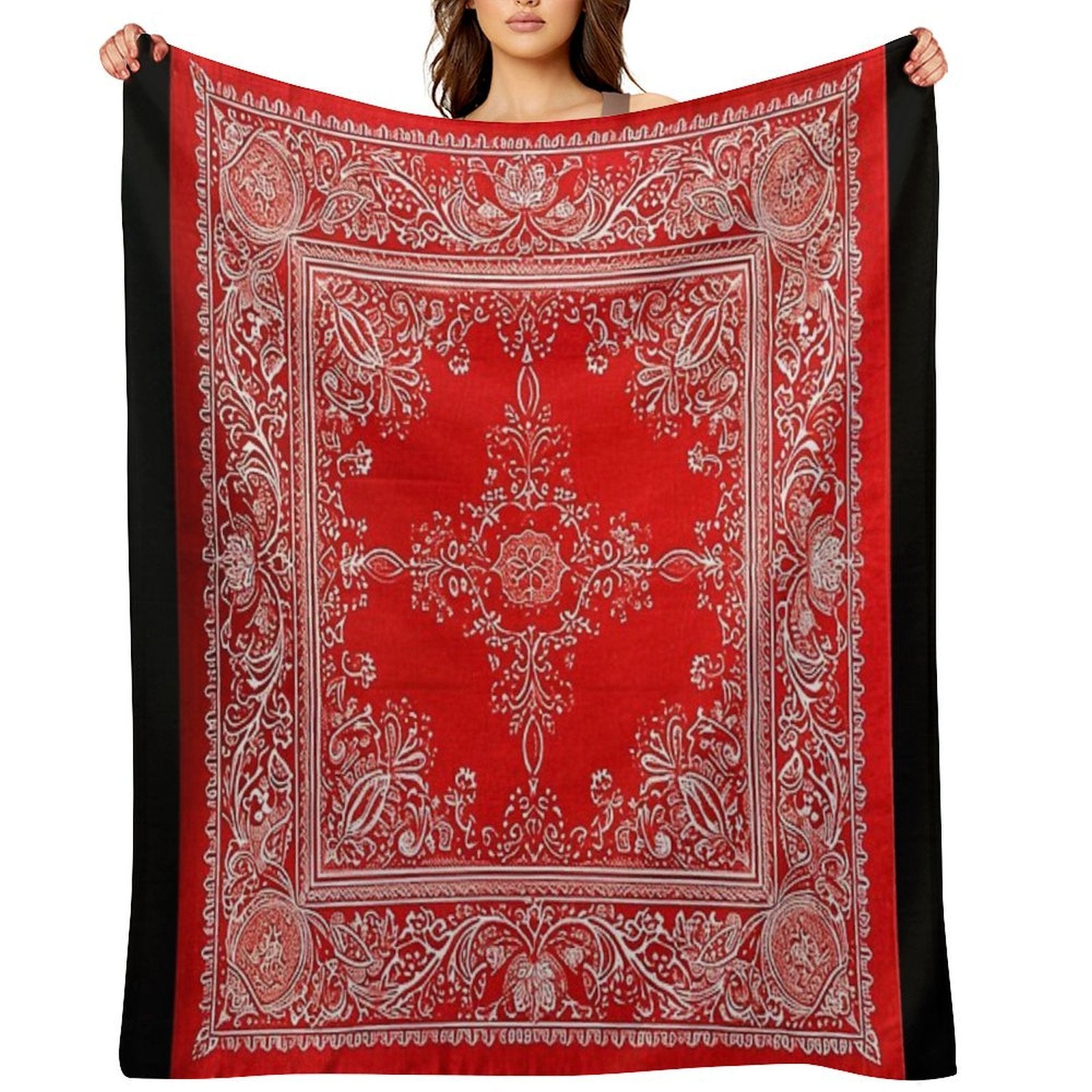 Classic Red Bandanna Style Quick-dry Throw Blanket