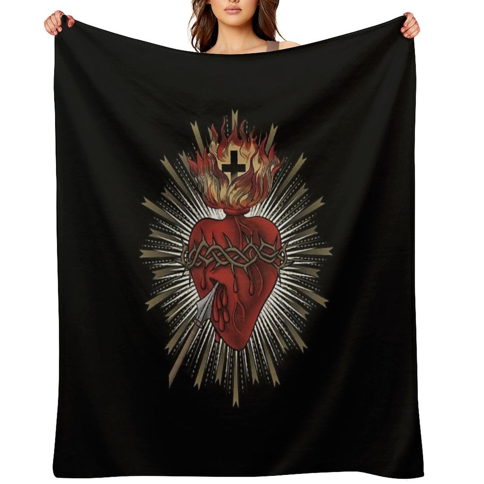 Sacred Heart of Jesus Christ Travel-friendly Throw Blanket