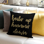 Boiler Up Hammer Down Purdue Gold Foil Soft Decorative Cover Throw Pillow
