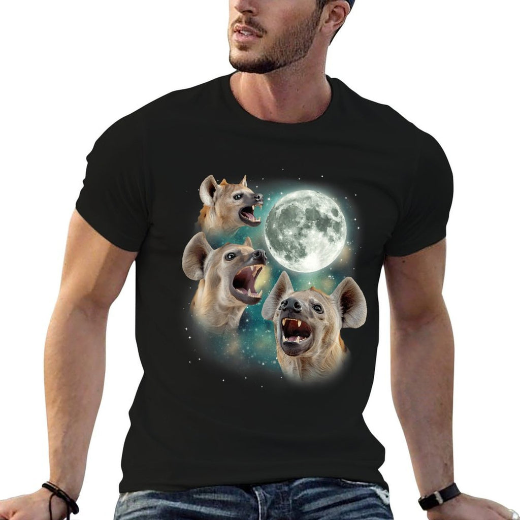 Three Hyena Moon  3 Laughing Hyenas Howling Meme Cursed  Breathable T-Shirt