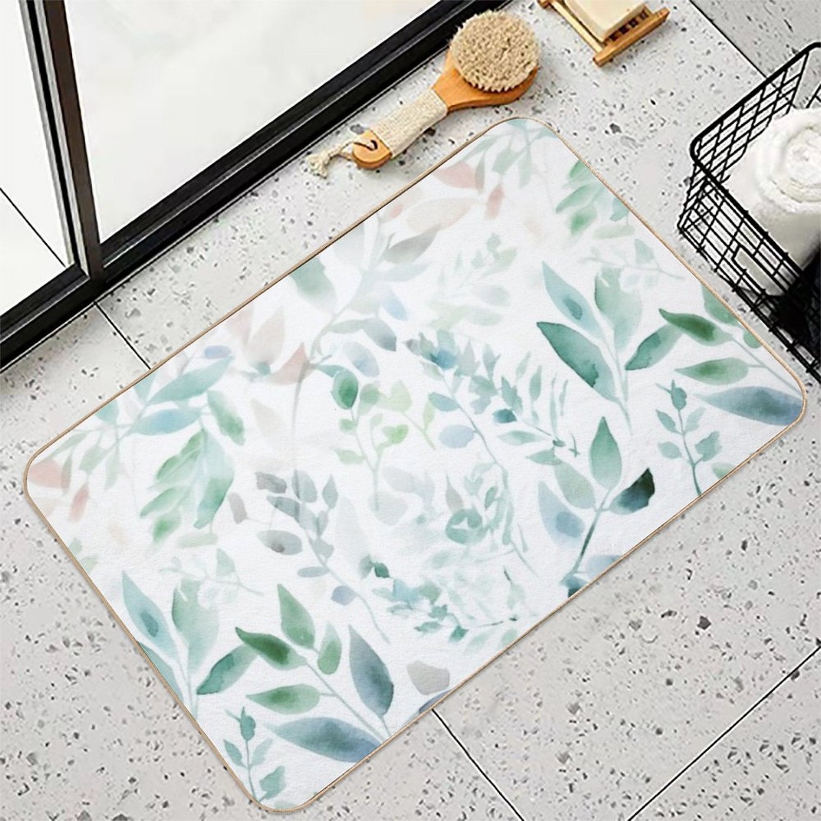 Watercolour Leaves 02 Durable Bath Mat