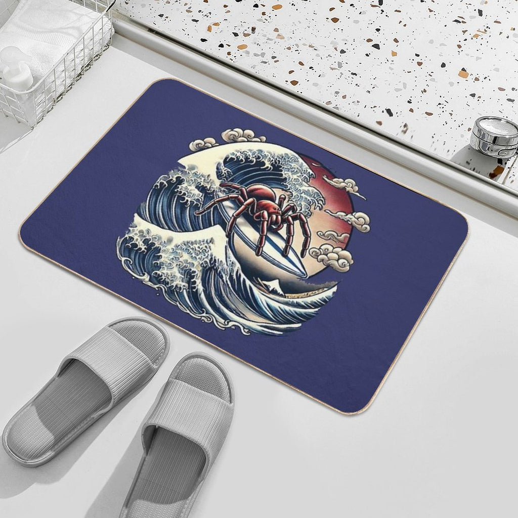 Surfing Spider Arachnid Wipeout!  Non-Slip Bath Mat