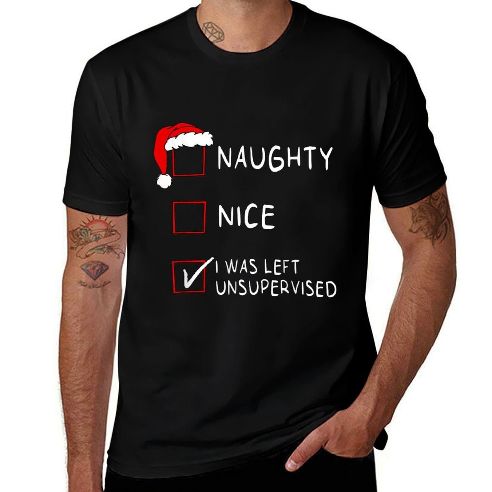 Naughty Nice List Was Left Unsupervised Men Women Christmas  Easy-care T-Shirt