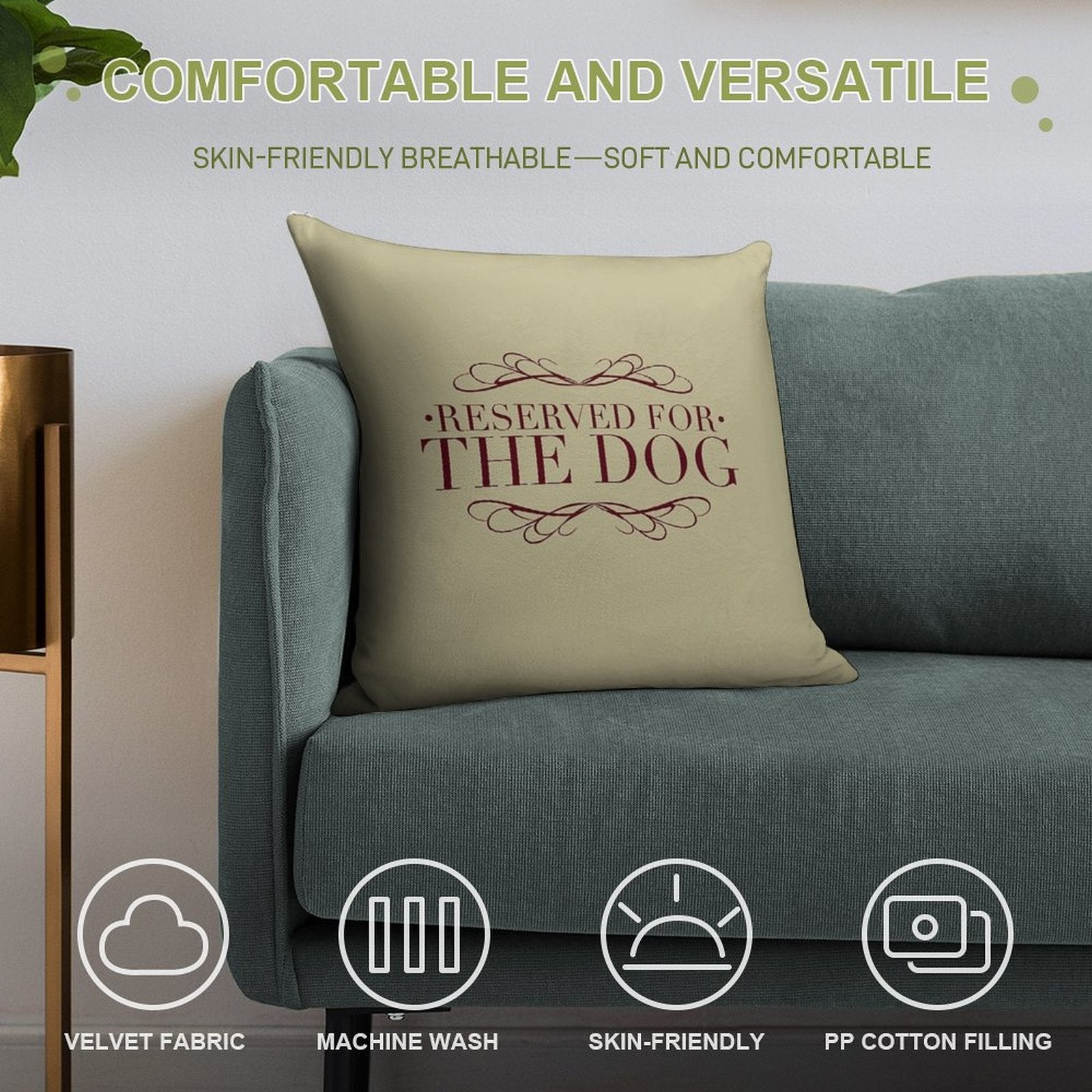 Dogs Cushion Soft Reinforced Edging Throw Pillow