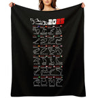 Calendar Formula Race Cars 2025 Named Circuits Sustainable Throw Blanket