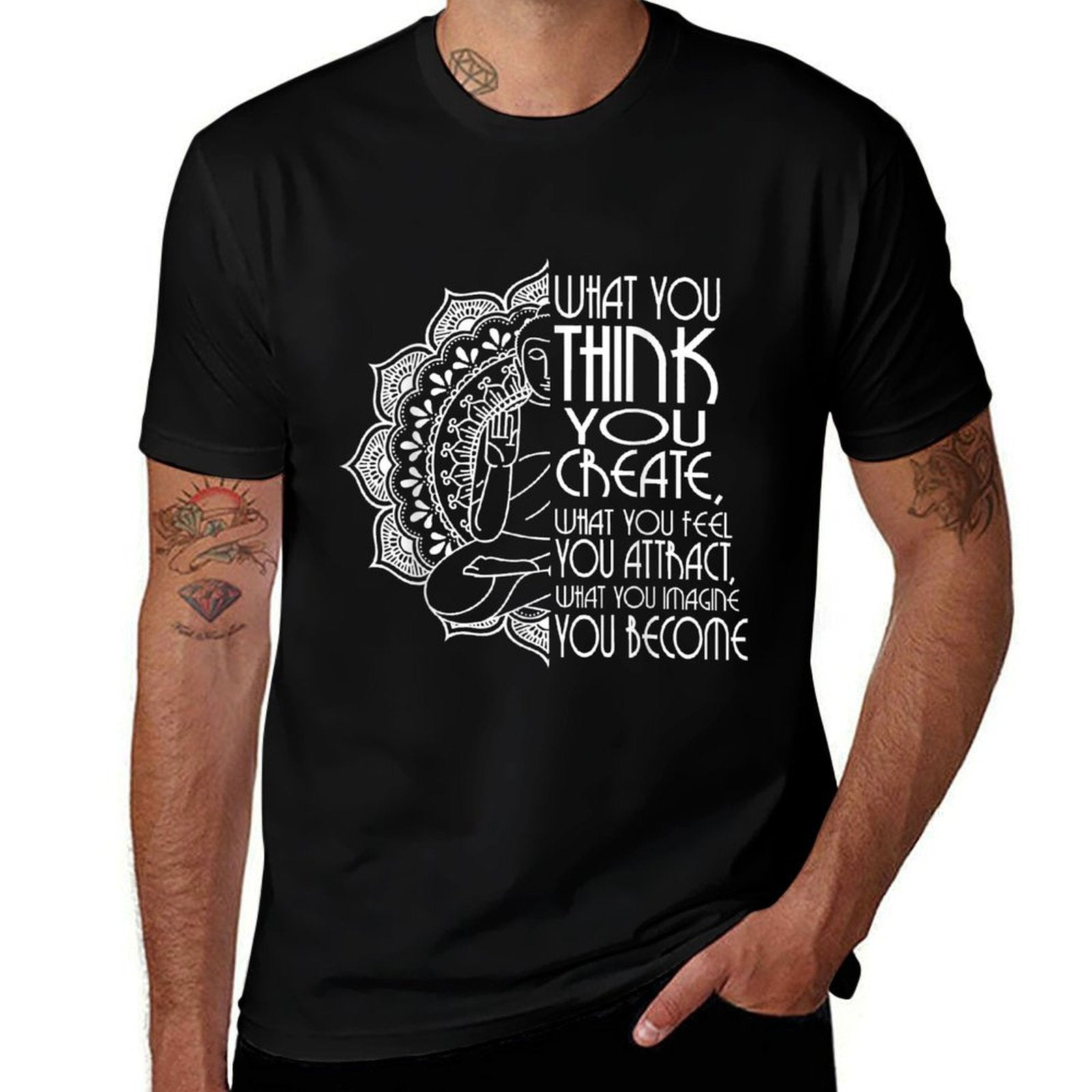 Law Of Attraction Spiritual Buddha Meditation Gifts Men Yoga  Fade-proof Color T-Shirt