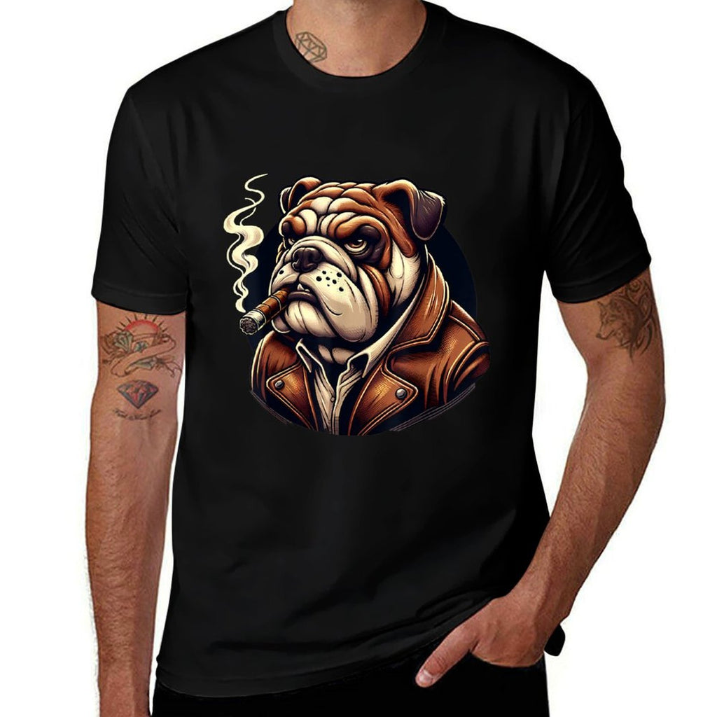 English Bulldog Smoking Cigar  Stretchy T-Shirt