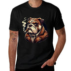 English Bulldog Smoking Cigar  Stretchy T-Shirt