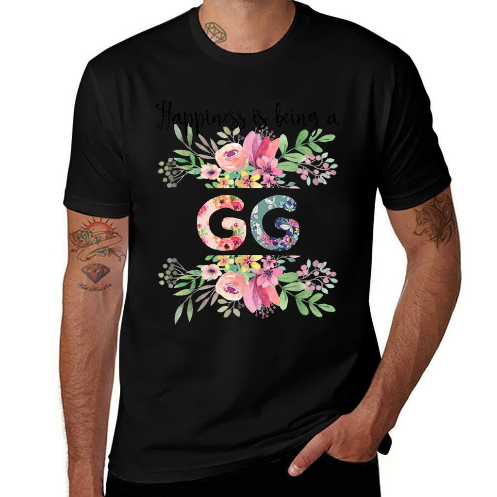 Happiness Is Being A GG Cute Flowers Gifts  Polyester Blend T-Shirt