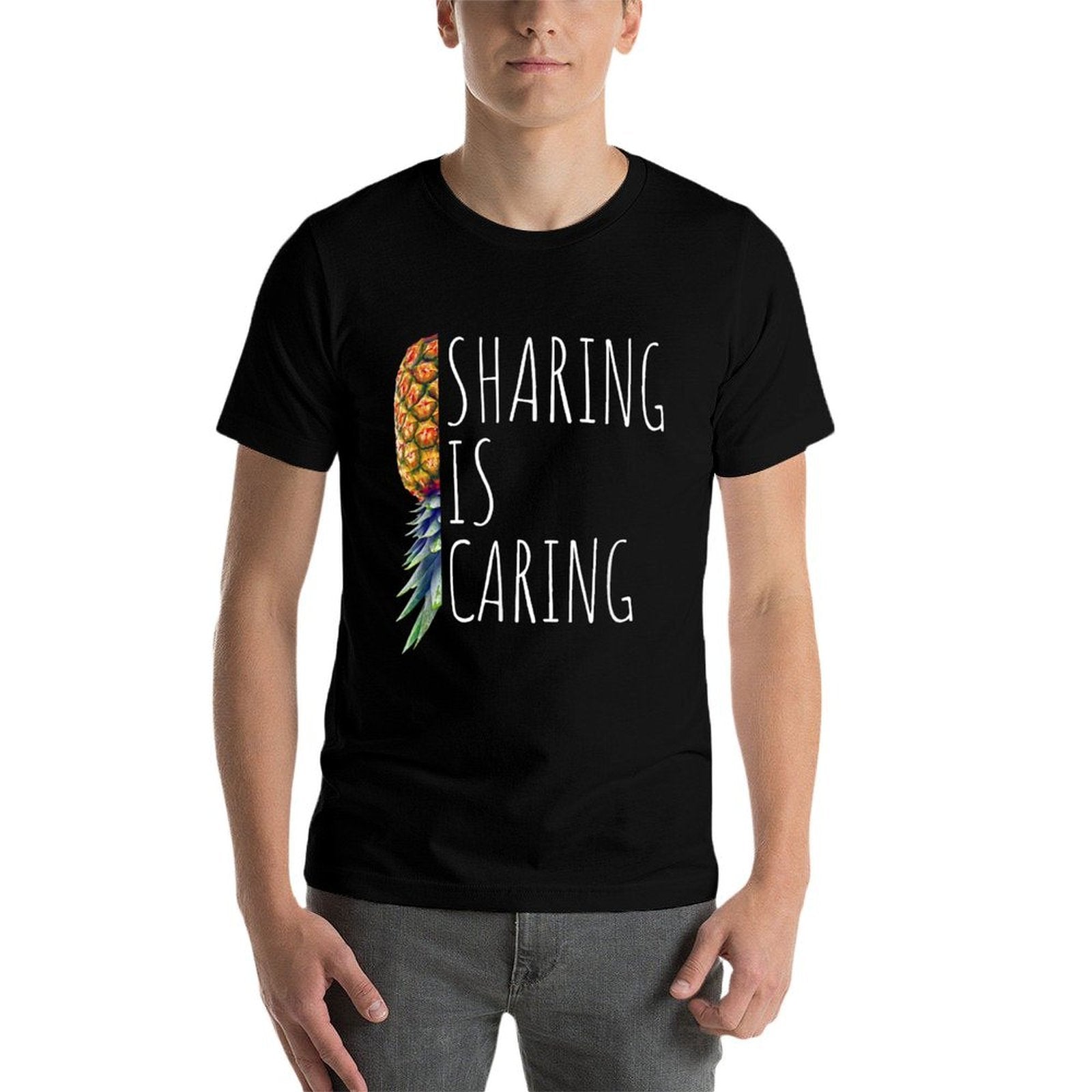 Funny Sharing Is Caring Upside Down Pineapple Swinger  Eco-friendly Material T-Shirt
