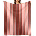 Classic Red And White Vertical Striped Pattern Sustainable Throw Blanket