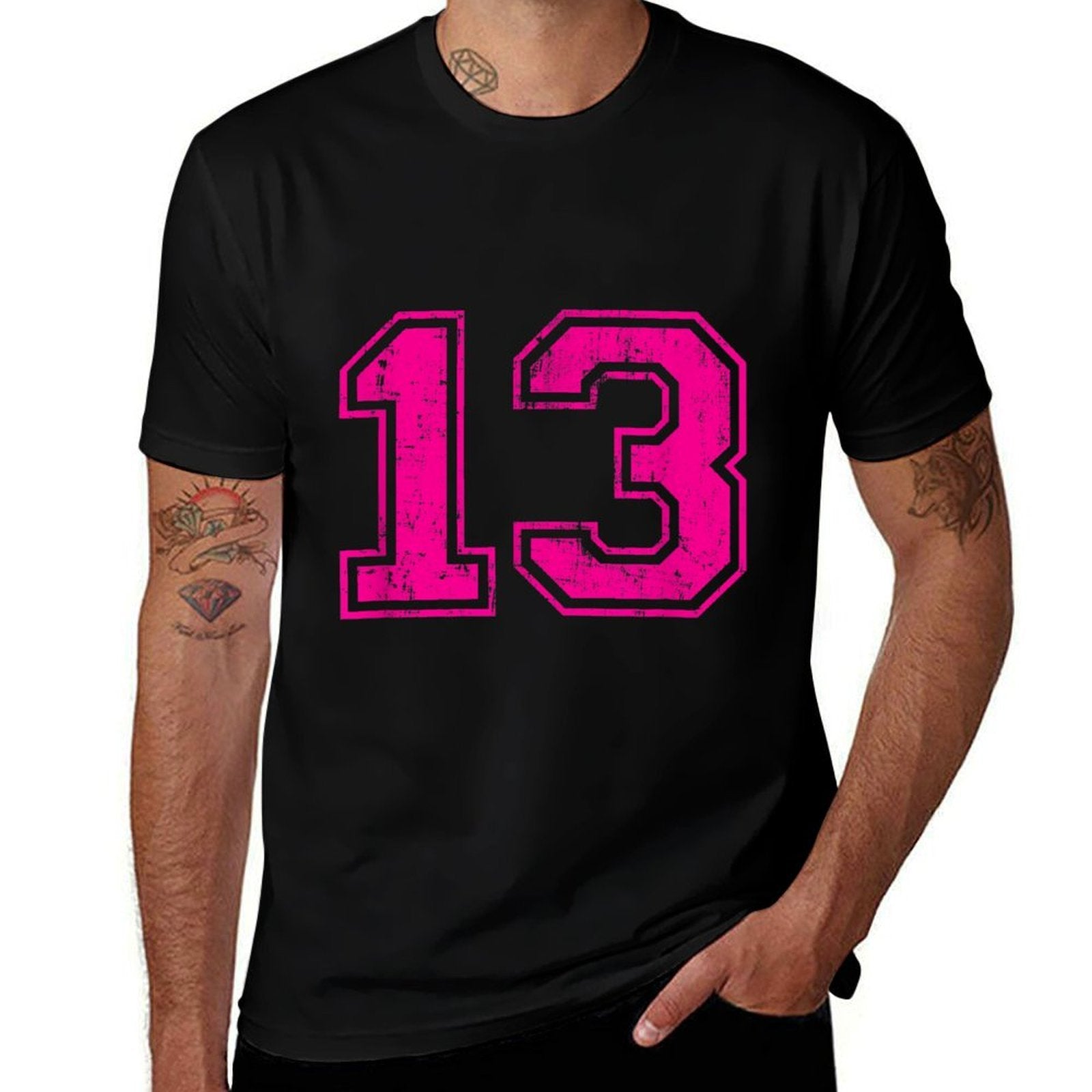 Number 13 Varsity Distressed Vintage Sport Team Players  Quick-drying T-Shirt