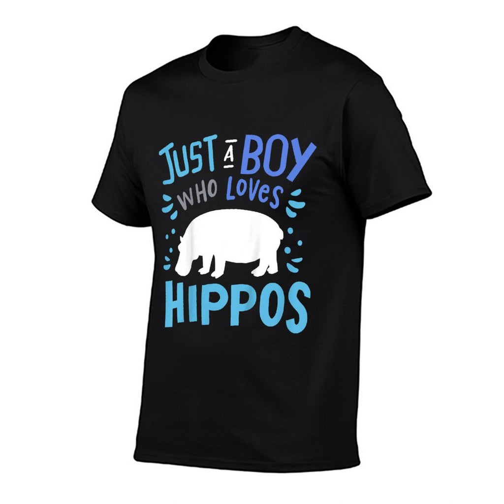 Kids Hippo Hippopotamus Just A Boy Who Loves Hippos Gift  Trendy Pattern T-Shirt