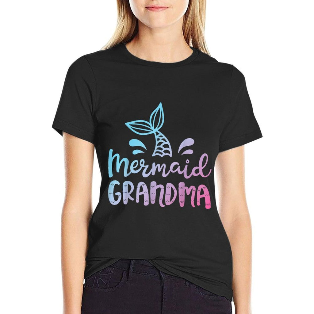 Mermaid Grandma Funny Grandmother Family Matching Birthday  Wrinkle-resistant T-Shirt