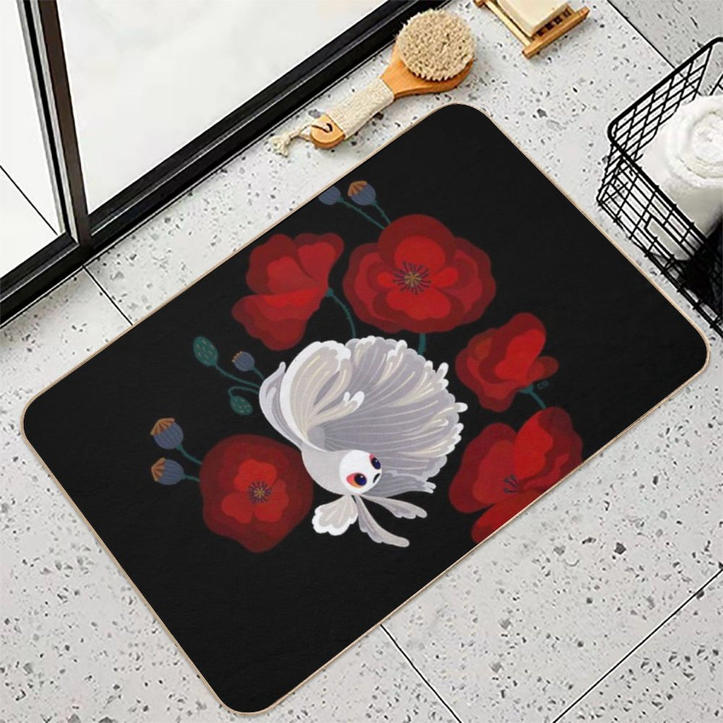 Bettas And Poppies  Easy To Clean Bath Mat