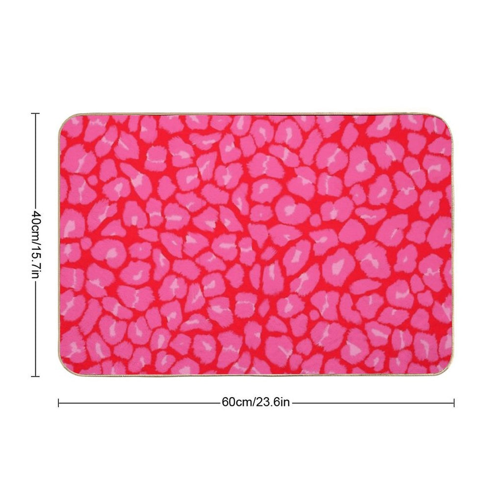 Leopard Print Pink And Red Colours  Eco-Friendly Bath Mat