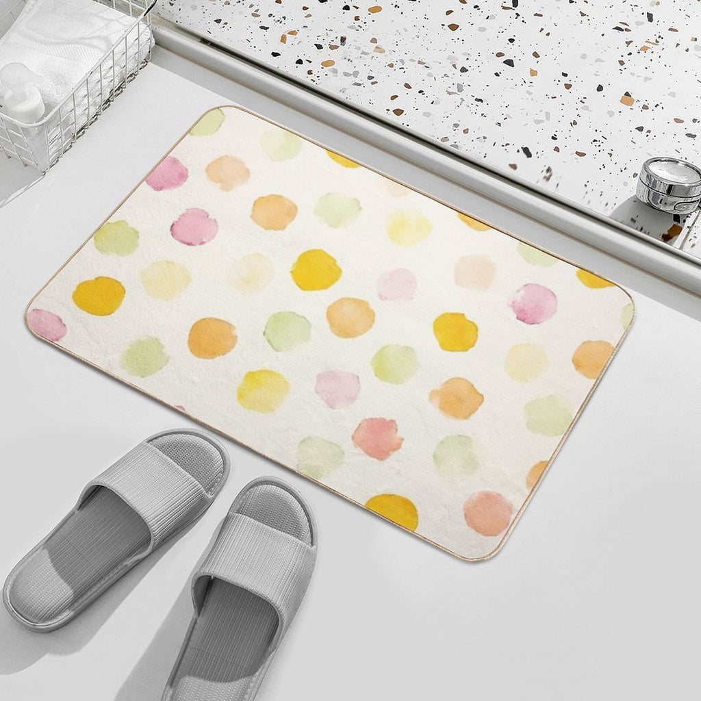 Dotty Grove – Abstract Watercolor Polka Dots  Fade-Resistant Bath Mat