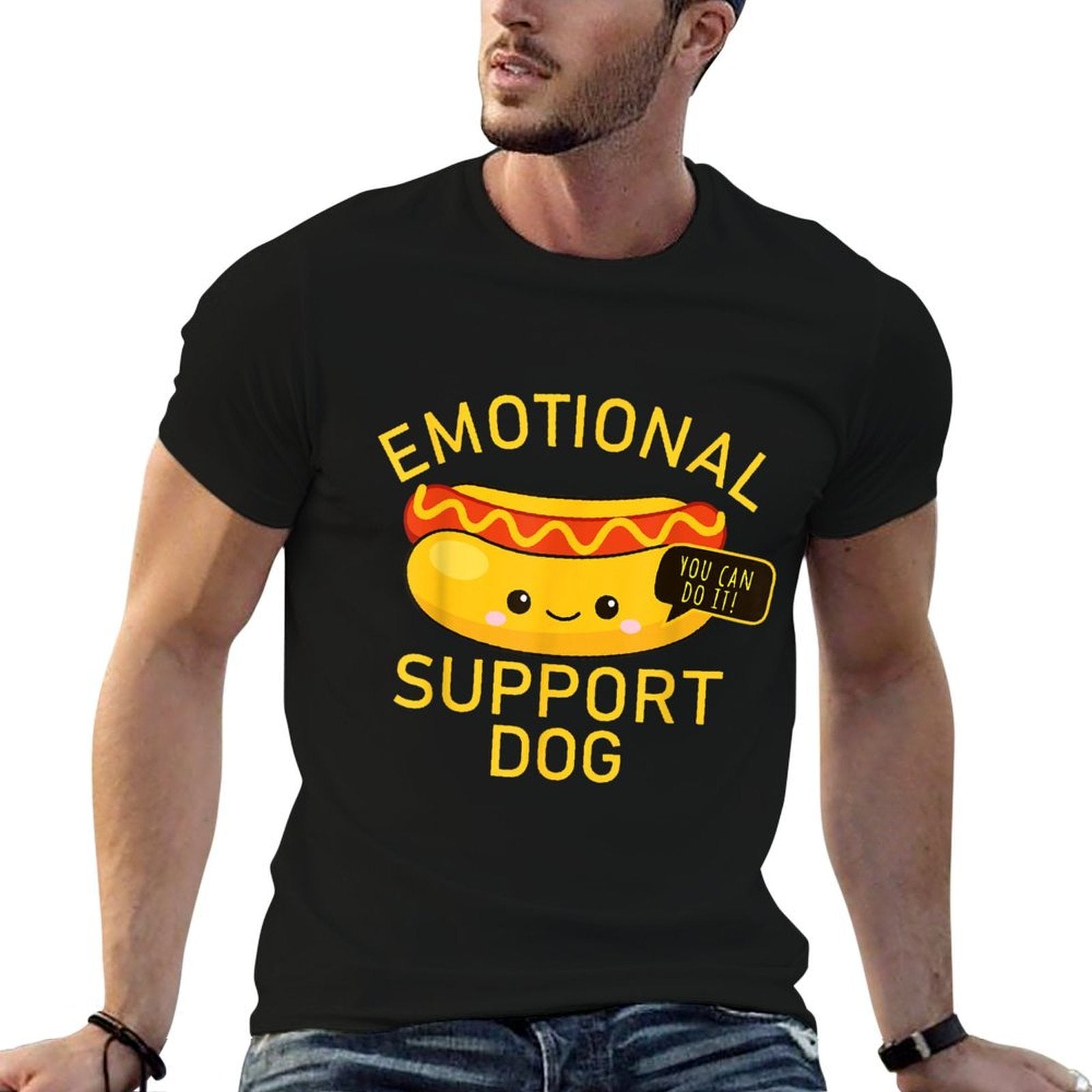 Funny Emotional Support Dog Hot Dog Kawai 4th of July  Versatile T-Shirt