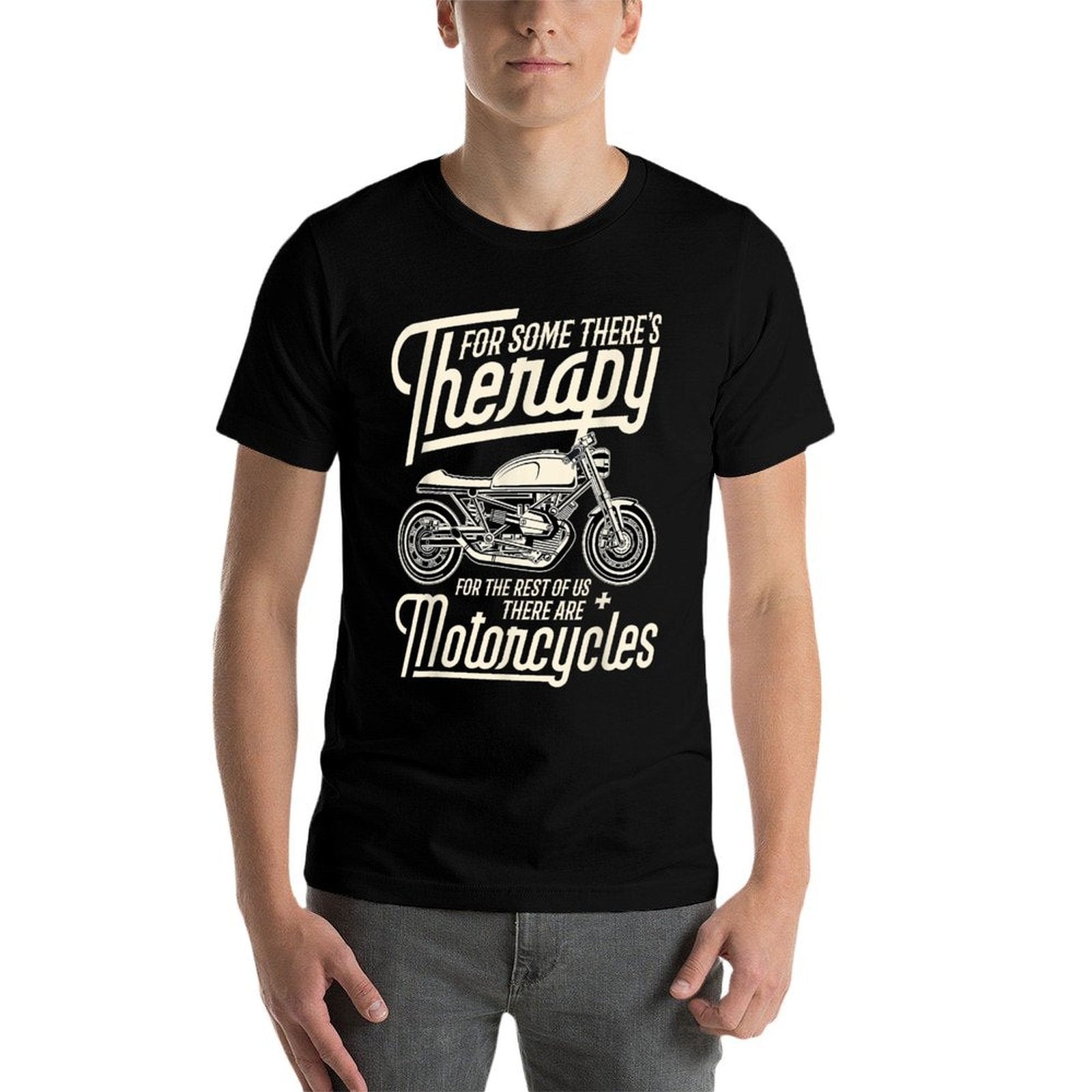 Funny Motorcycle Rider Therapy - Vintage Biker Gift  Fade-proof Color T-Shirt