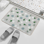Succulent Pattern. Grey, Green.  Odorless Bath Mat