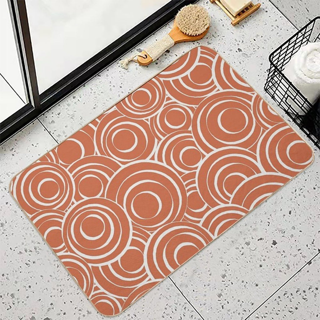 Terracotta And Beige Circles Pattern 02  Repositionable Bath Mat