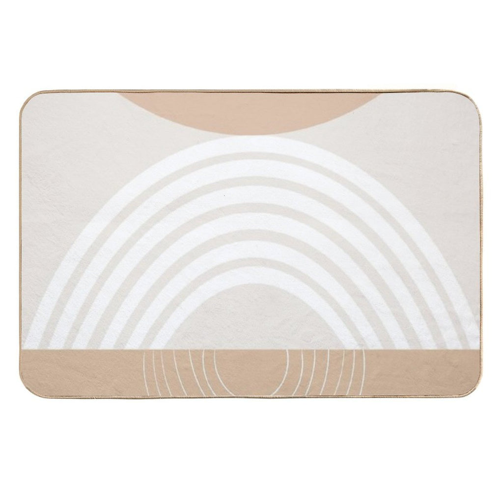 Warm Beige Sun Arch Balance #2 #minimal #abstract #art  Repositionable Bath Mat