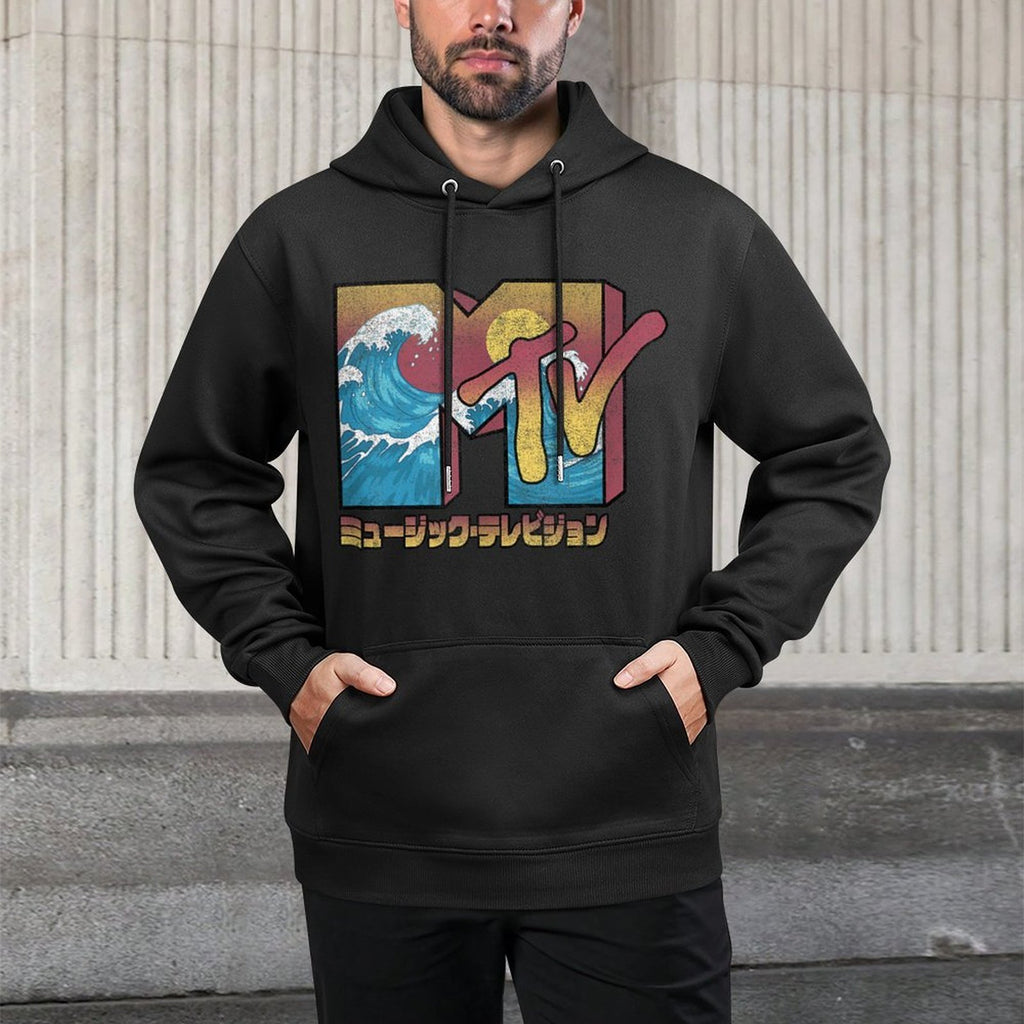 MTV Music Television Japan Wave Logo Pilling-Resistant Hoodie