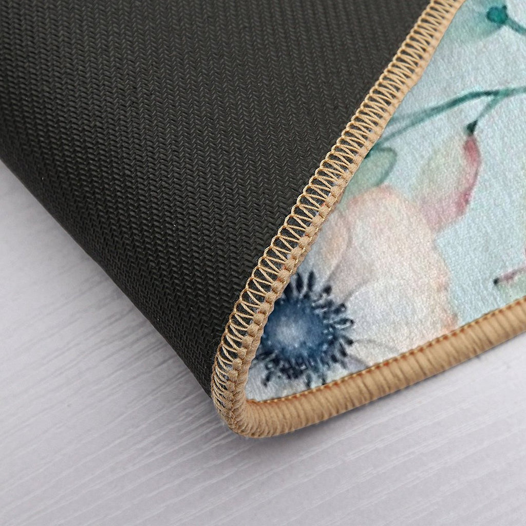 Summer Flowers Light Blue  Fade-Resistant Bath Mat