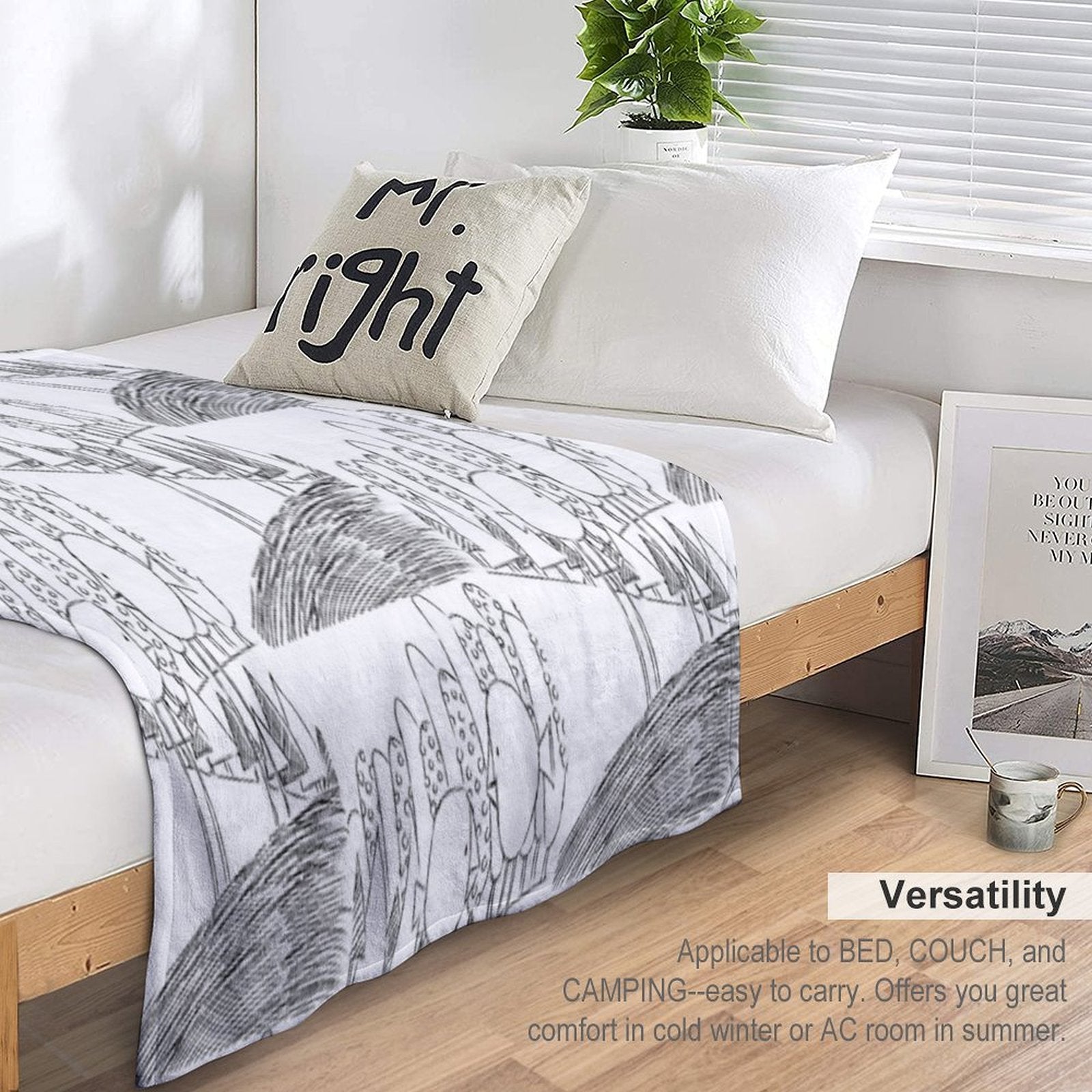 Imagine Birds with Long Legs Bw Easy Care Throw Blanket