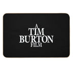 A Tim Burton Film  White on Black  Non-Slip Bath Mat