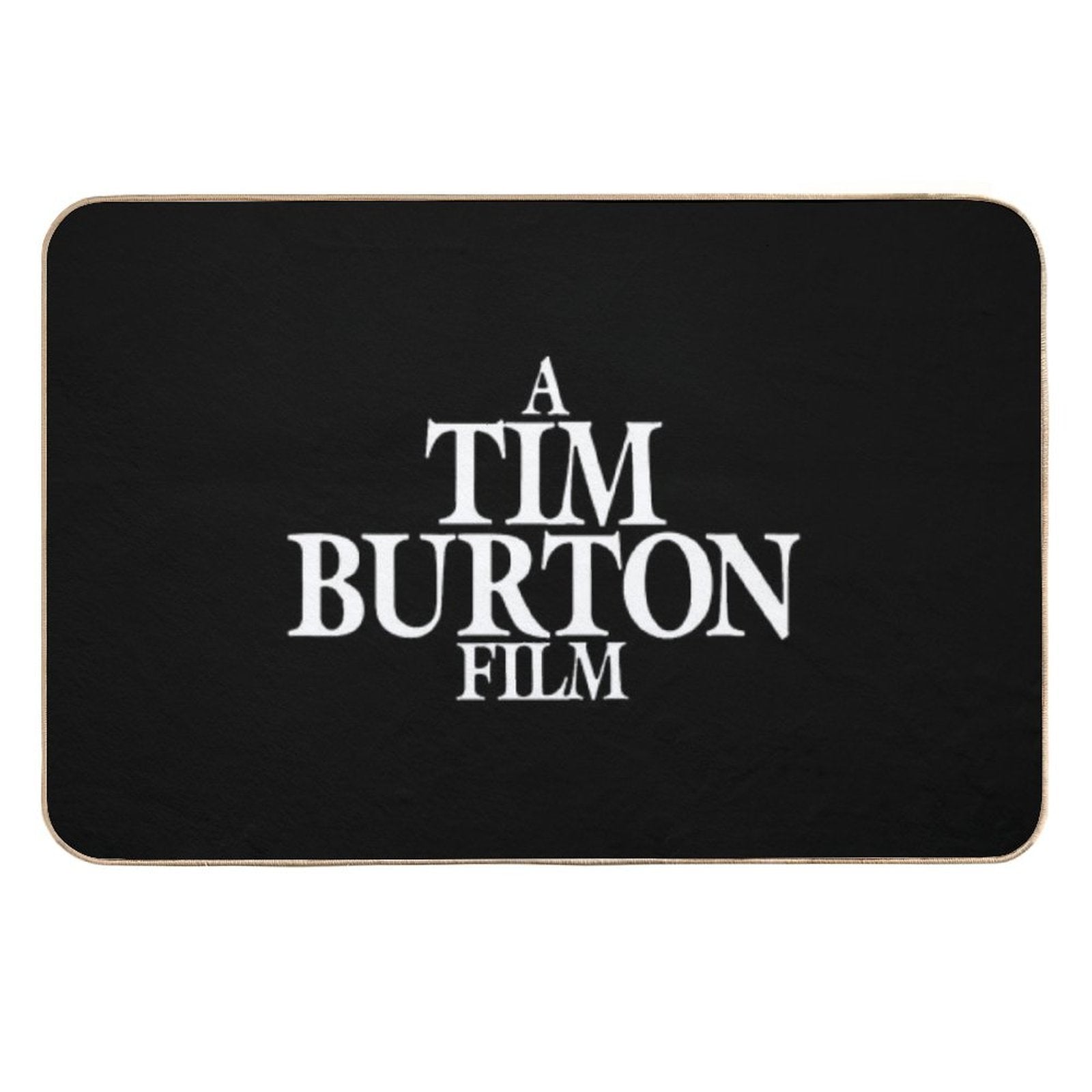A Tim Burton Film  White on Black  Non-Slip Bath Mat