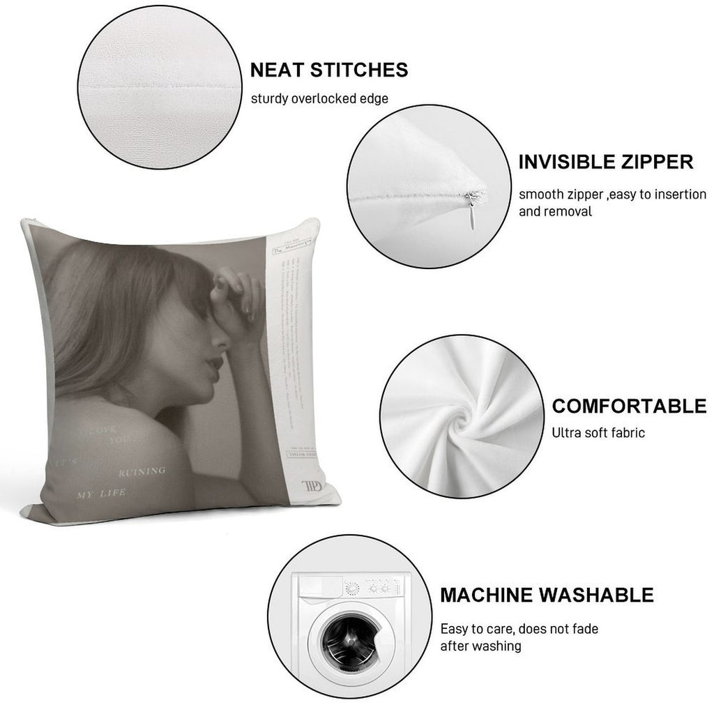 The Tortured Poets Department Soft Shrink-Resistant Throw Pillow