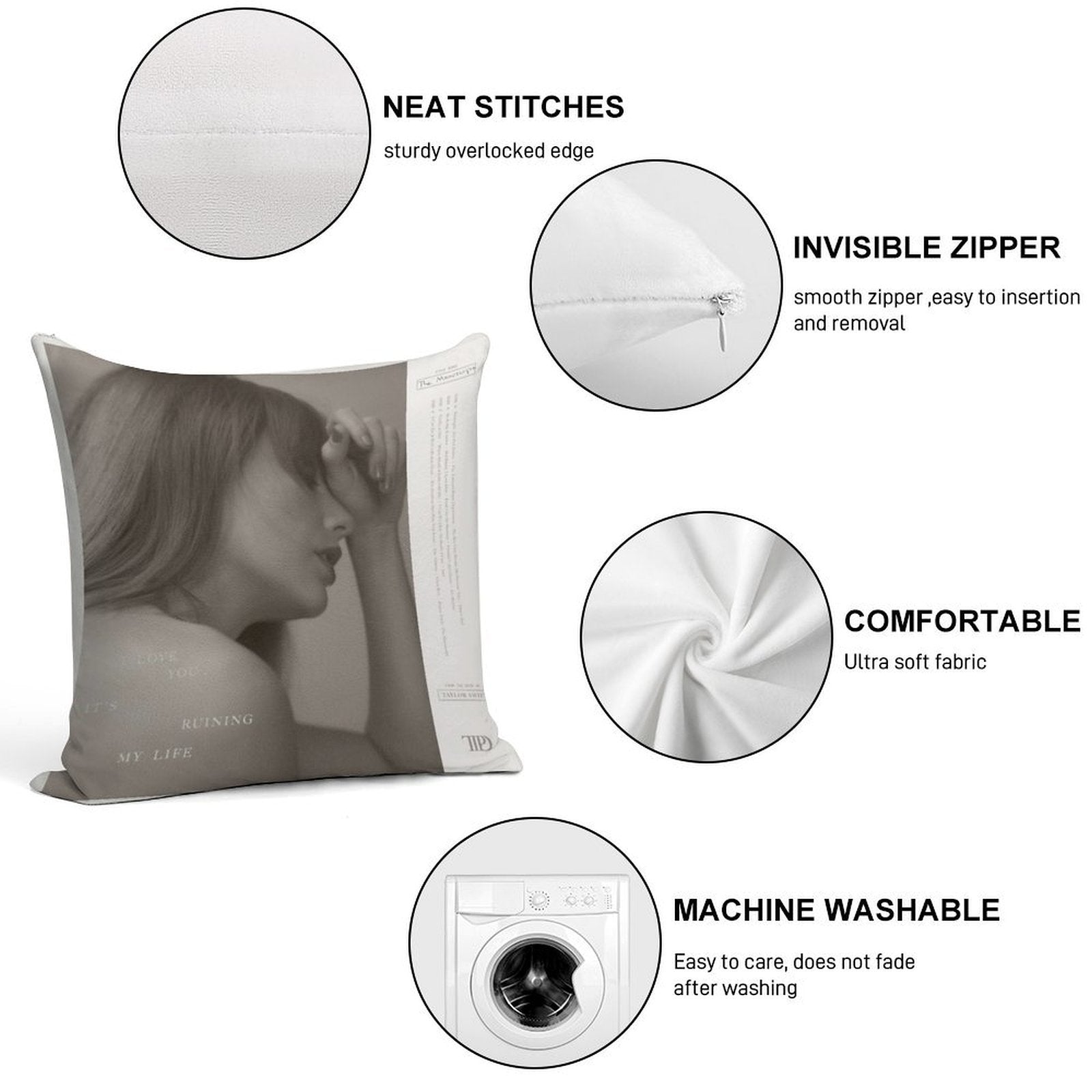 The Tortured Poets Department Soft Shrink-Resistant Throw Pillow