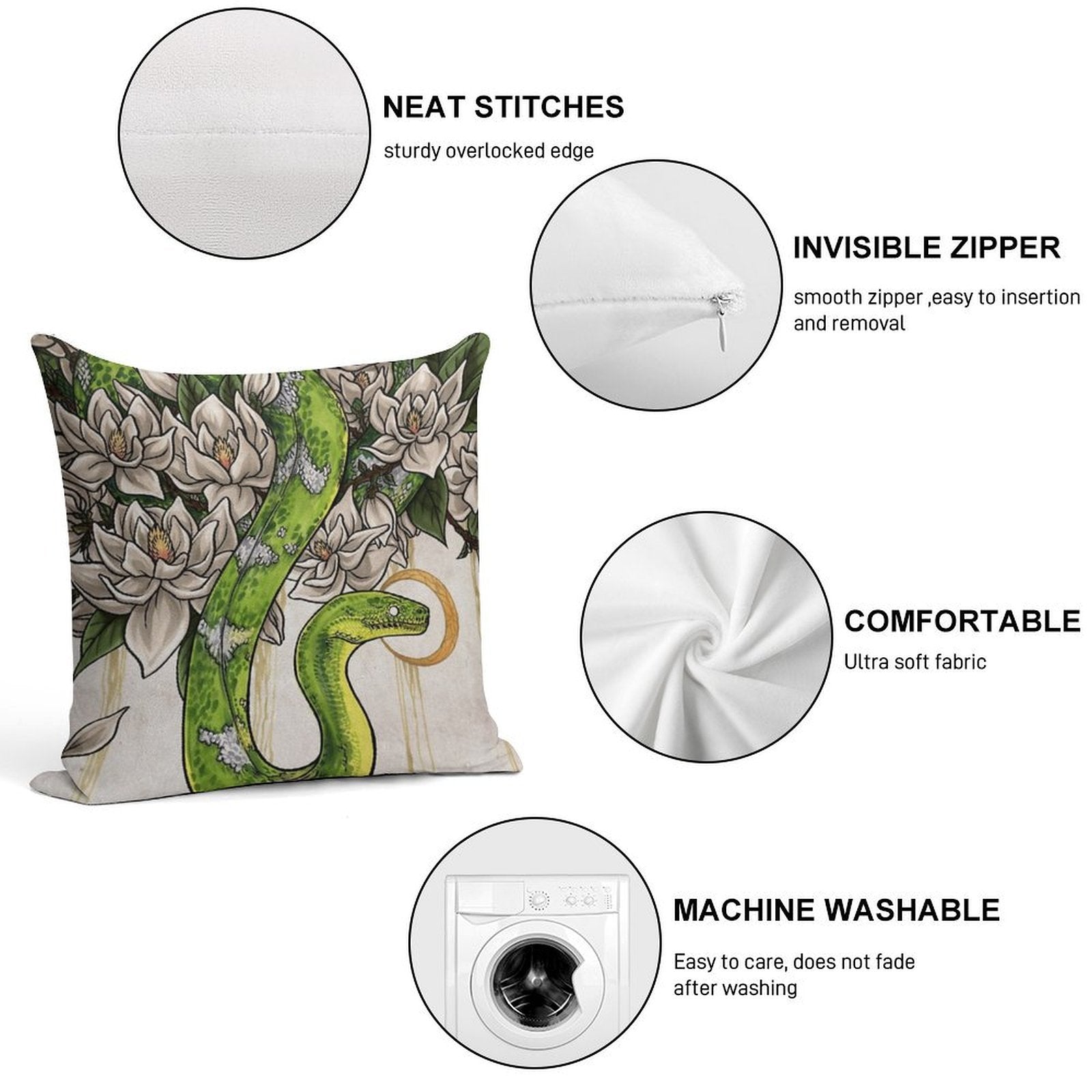 Snake Soft Shrink-Resistant Throw Pillow