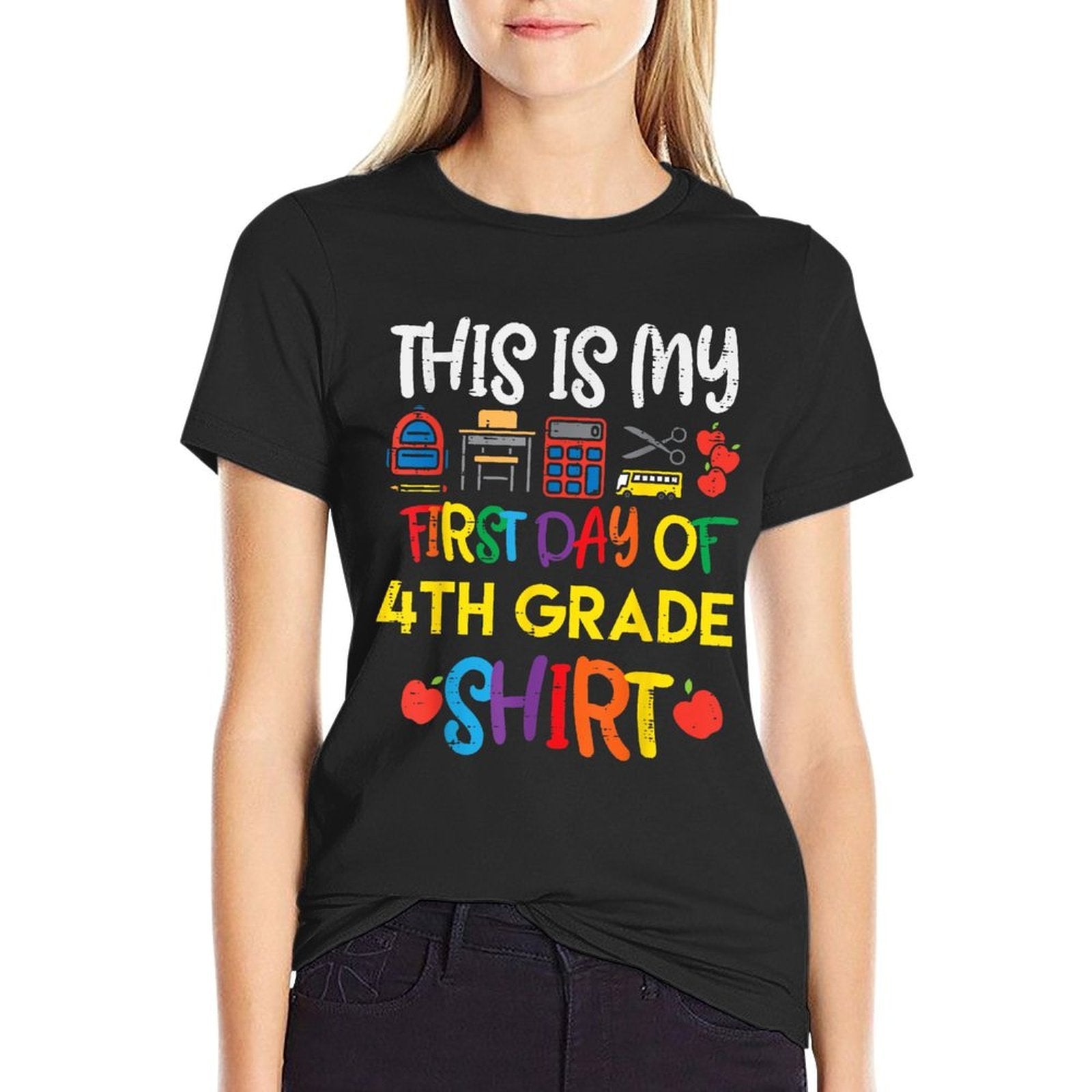 My First Day Of 4th Grade Fourth School Boys Girls  Tagless Design T-Shirt