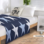 Large ALICE BLUE, WHITE And  NAVY BLUE STARS Premium Throw Blanket