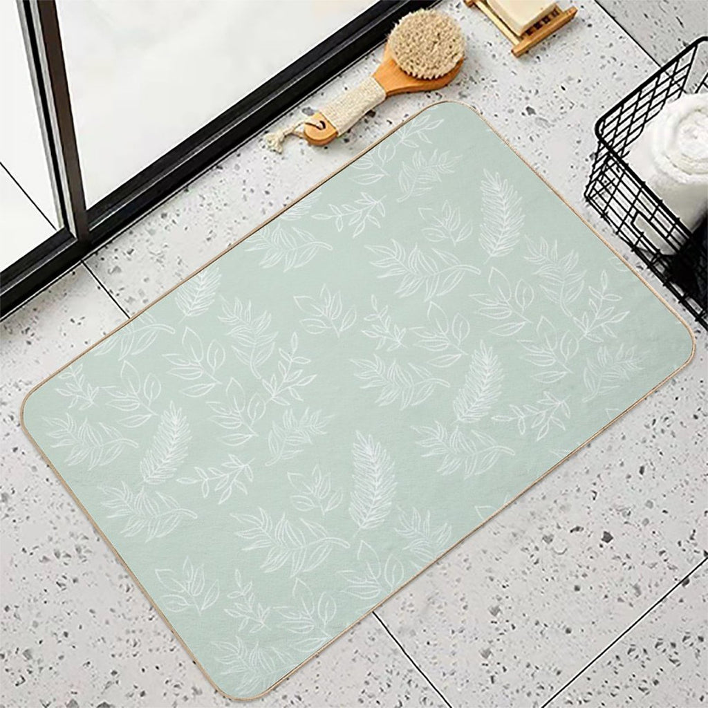 Green Leaves Pattern  Easy To Clean Bath Mat