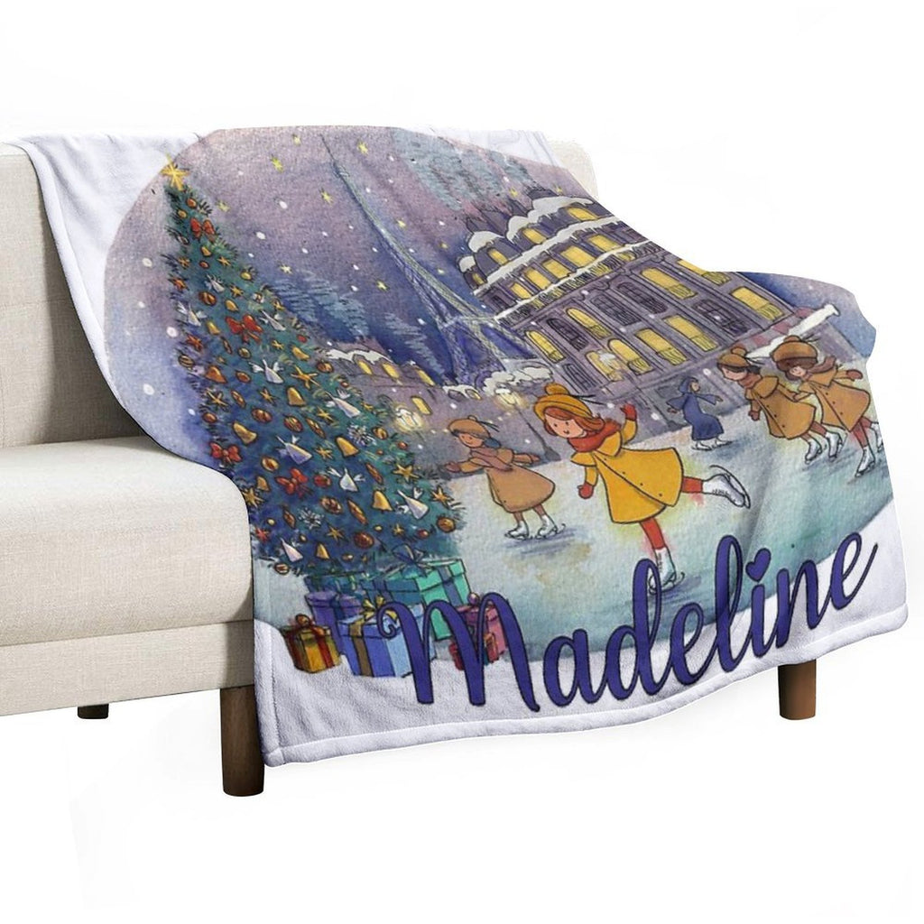 Madeline Paris Christmas Ice Skating Comfort Throw Blanket