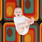 Retro Geometric Gradient Square And Circle Pattern 222 Anti-pilling Throw Blanket