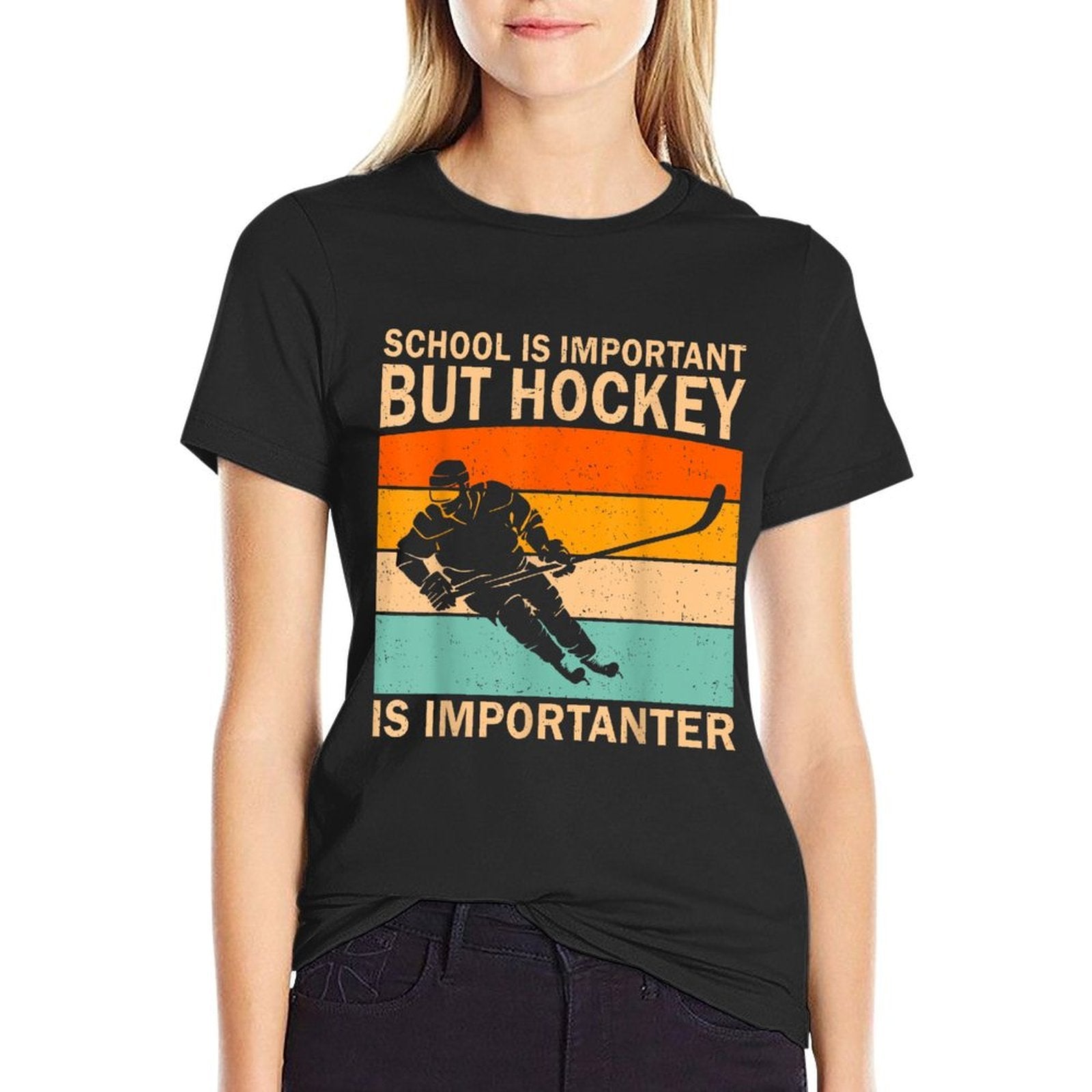 Funny Hockey Art For Boys Men Womenns Kids Ice Hockey  Durable T-Shirt