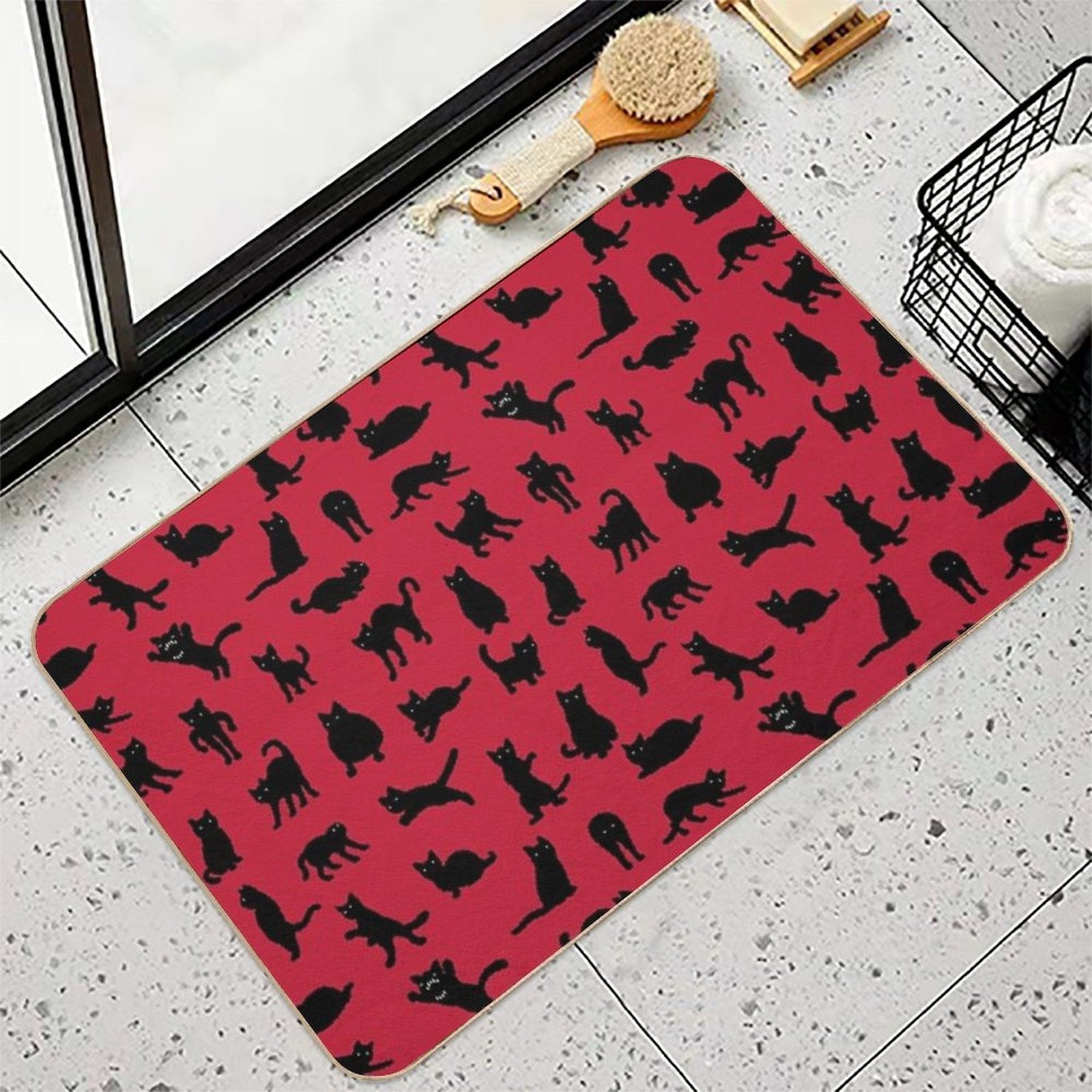 Void Cats Pattern (Red)  Repositionable Bath Mat