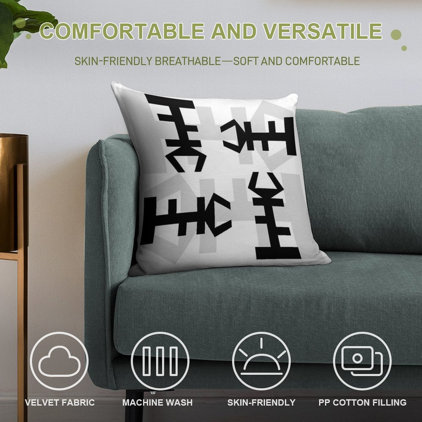 African Symbol Designer Throw Pillow Soft Reinforced Edging Throw Pillow