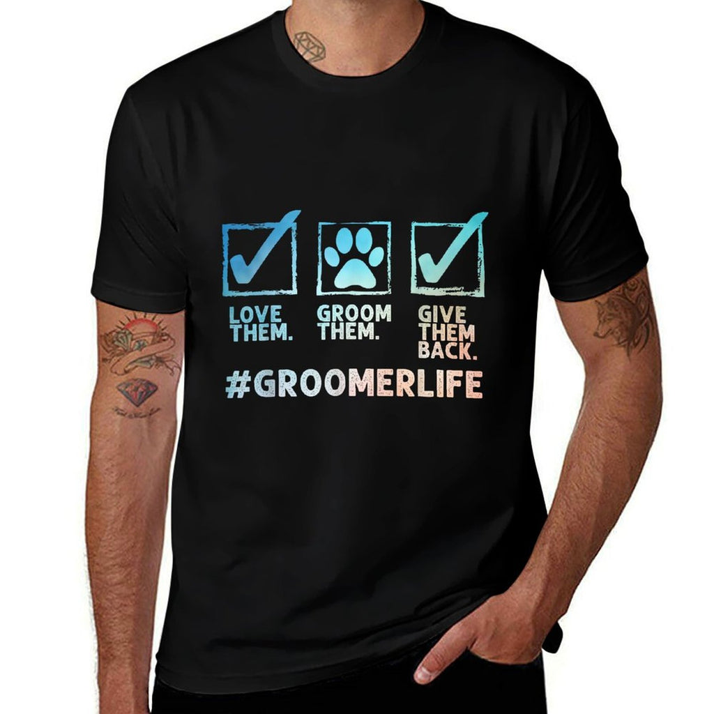 Cool Dog Groomer Art for Men Women Dog Grooming Pet Groomer  Wrinkle-resistant T-Shirt