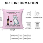 Westie And Wine Funny Dog Soft Decorative Cover Throw Pillow
